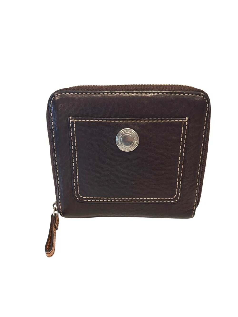 Coach Vintage Chelsea Leather Zip Around Wallet Brown Logo